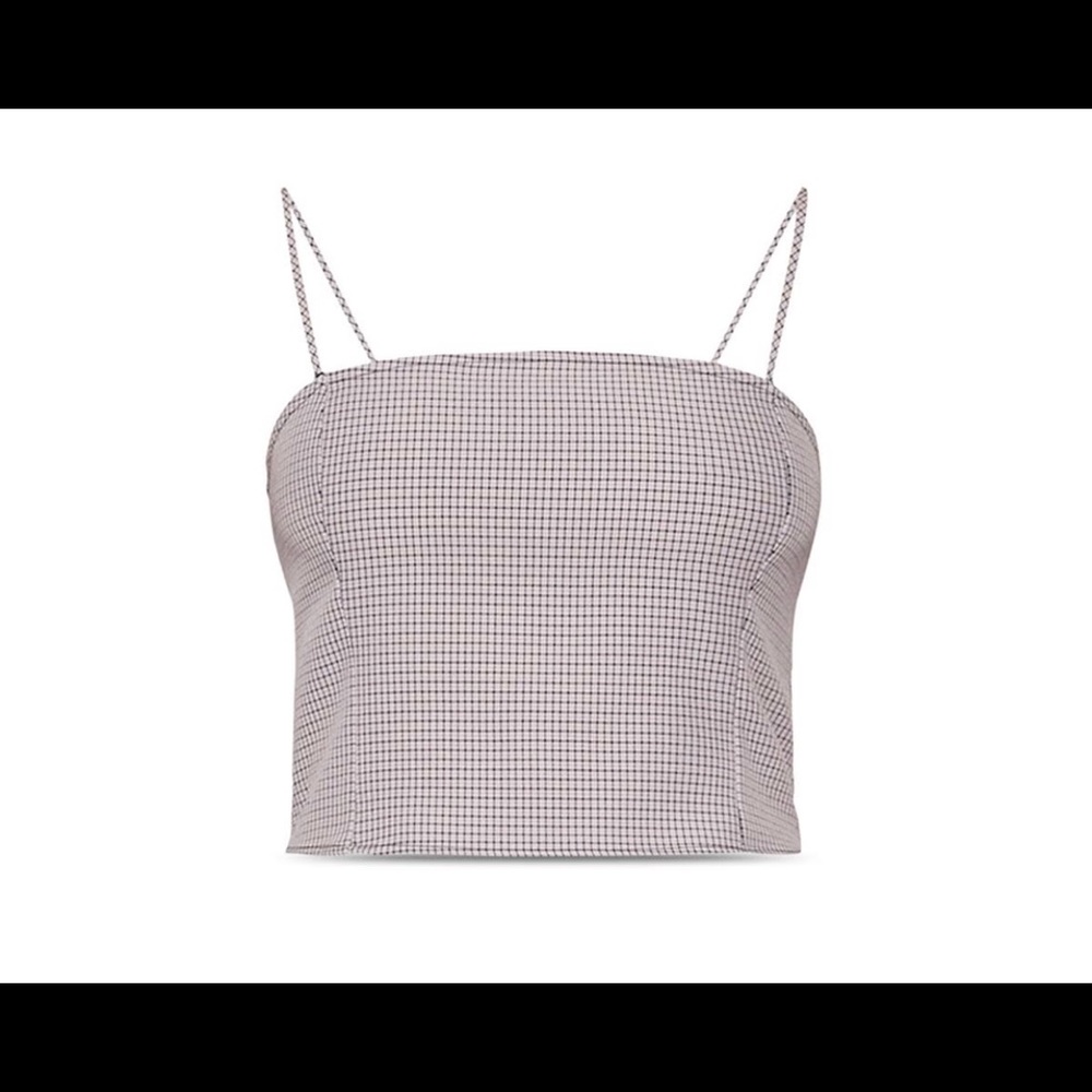 BCBGeneration pink and black plaid crop top